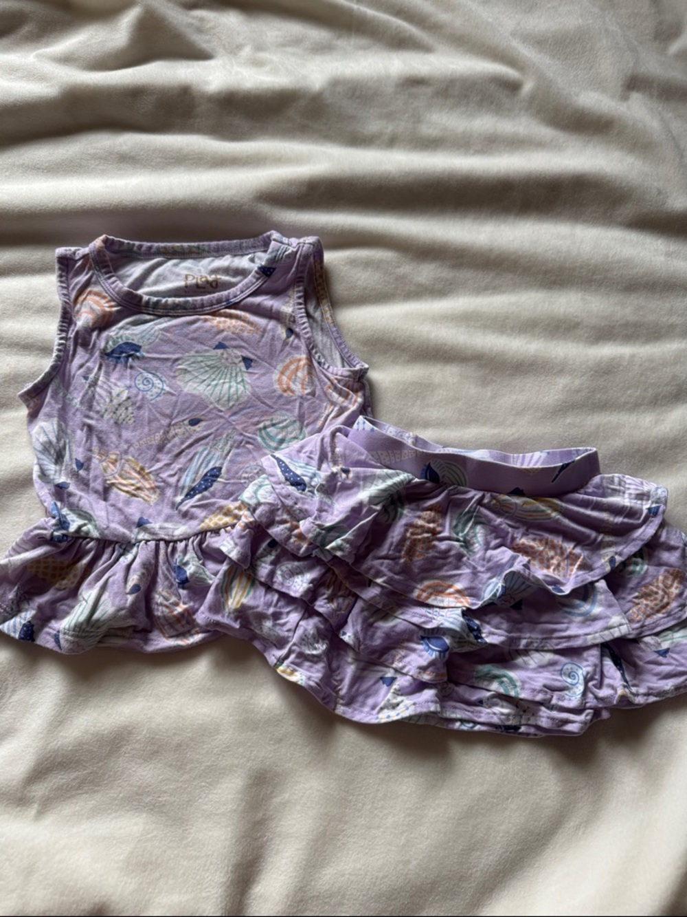 Little Sleepies Lavender Seashell Ruffle Tank & Skort Set 12/18 months